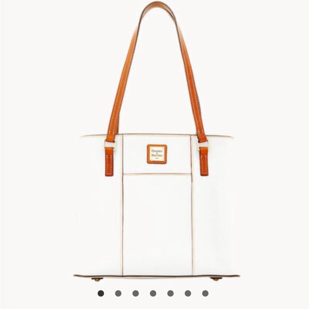 Dooney & Bourke White Pebbled Grain Lexington Shopper Tote with studs